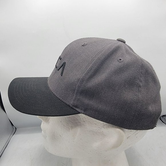 RVCA Mid Fit Gray Hat Adjustable Camo Brim Casual Outdoors Work Wear - Picture 2 of 9